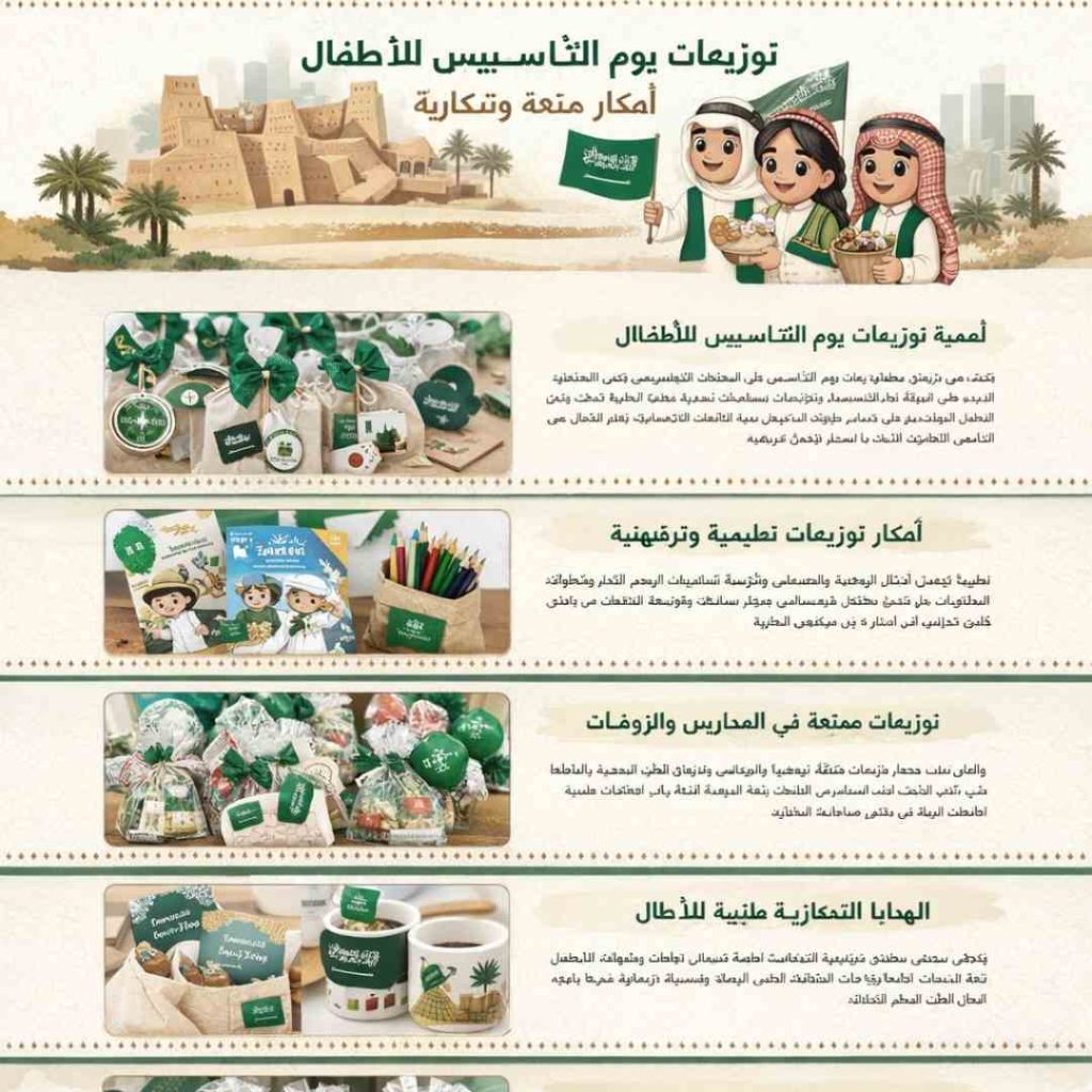 توزيعات يوم التأسيس للاطفال